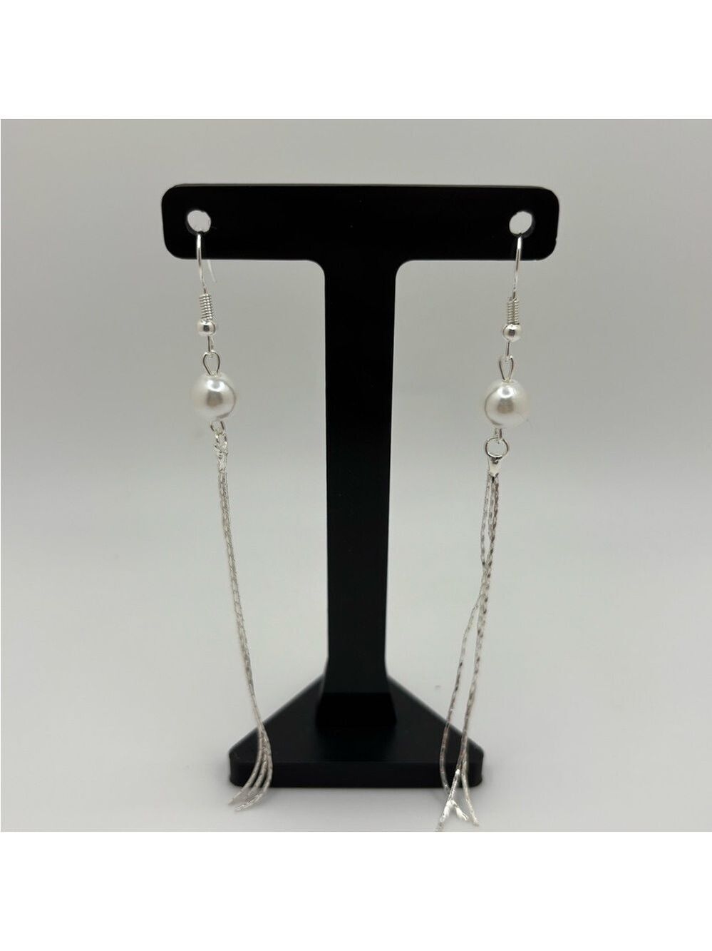 Elegant Silver Pearl Drop Earrings